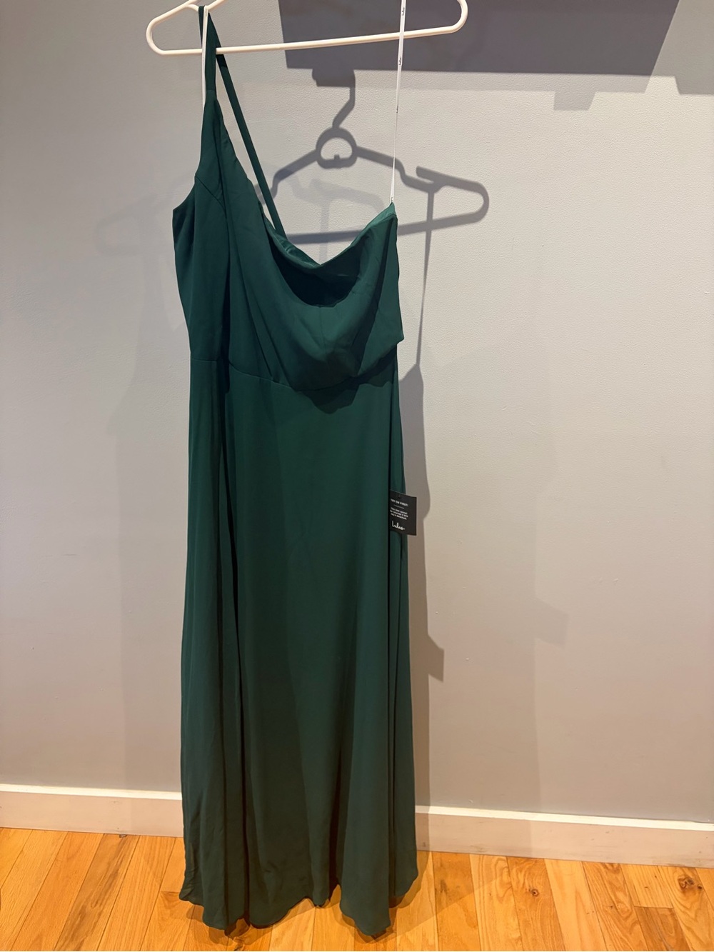 Lulu's Deep Green One-Shoulder Maxi Dress
